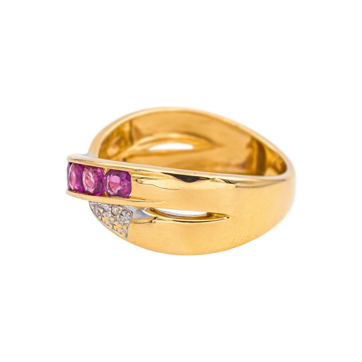 Bague Pavée en or jaune, rubis et diamants - Castafiore