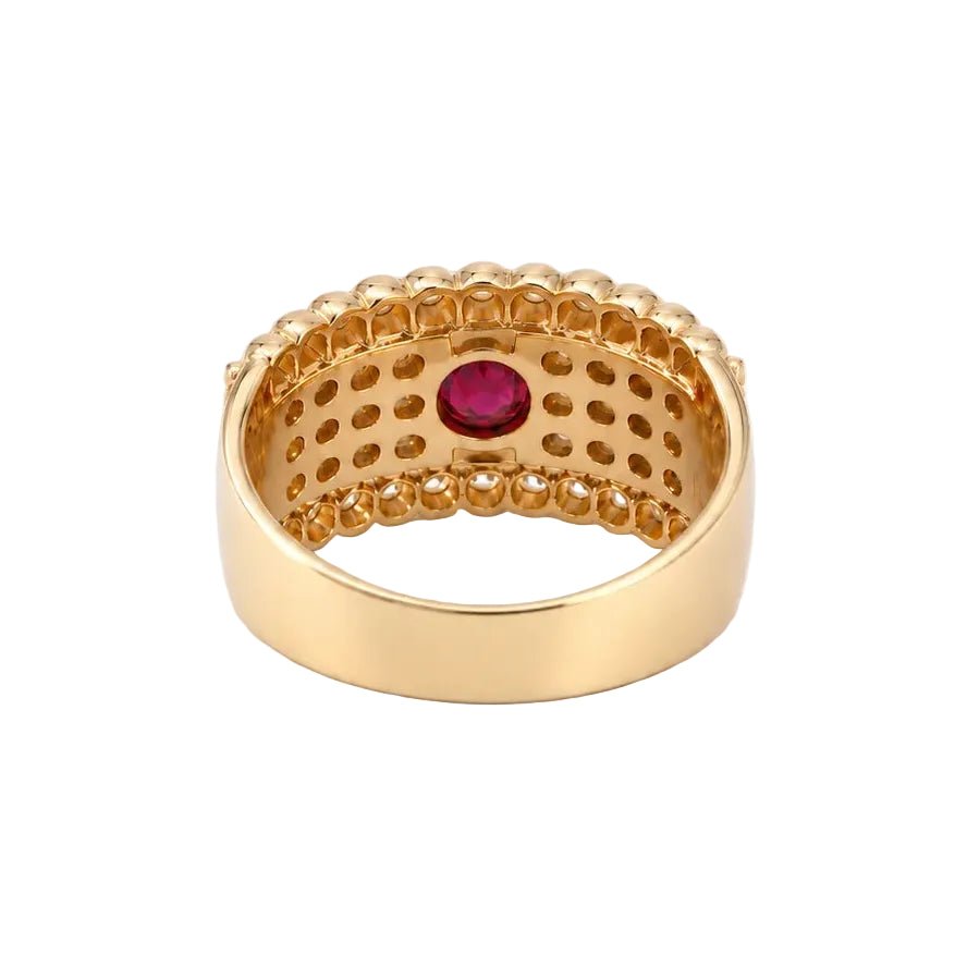 Bague Pavée en or jaune, rubis et diamants - Castafiore