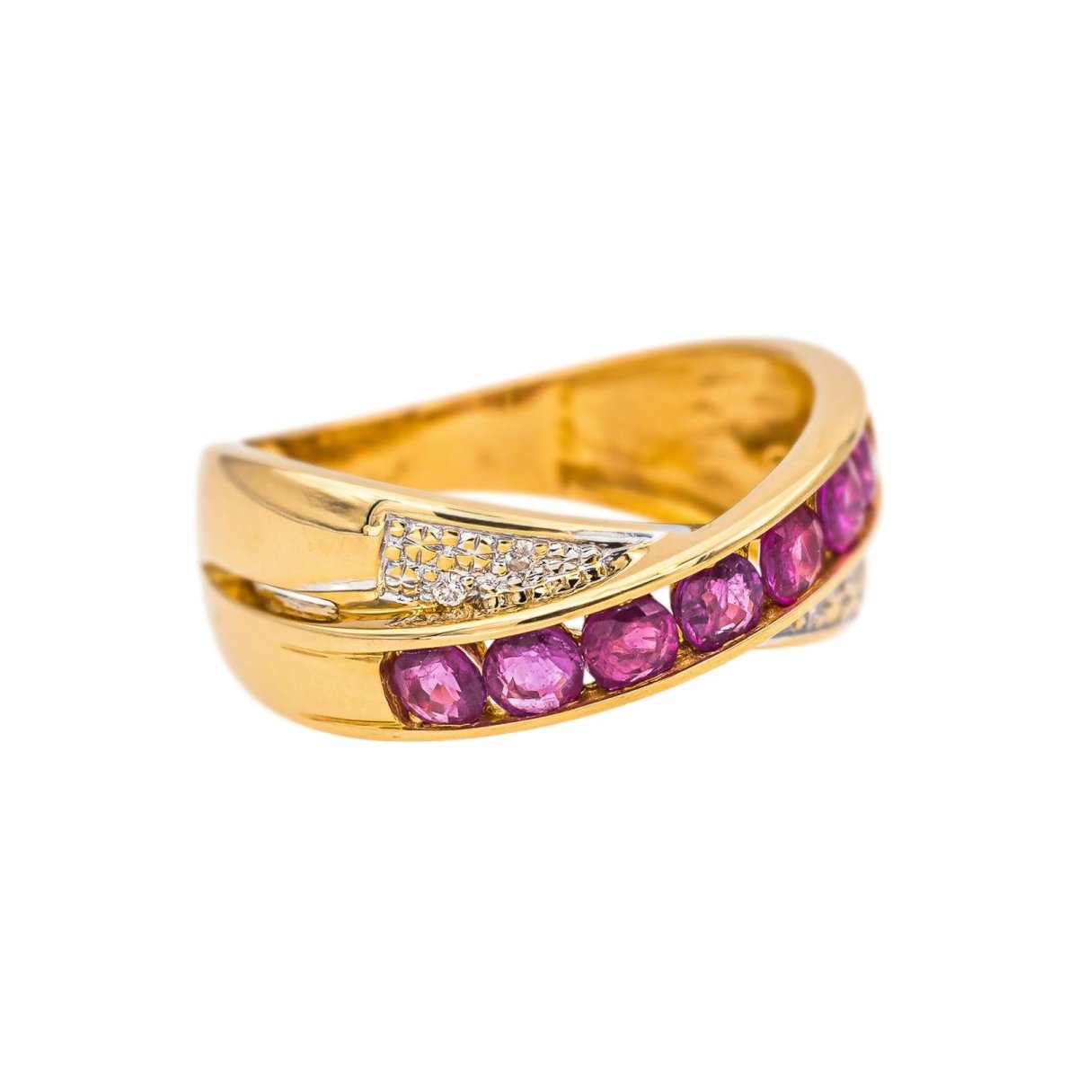 Bague Pavée en or jaune, rubis et diamants - Castafiore