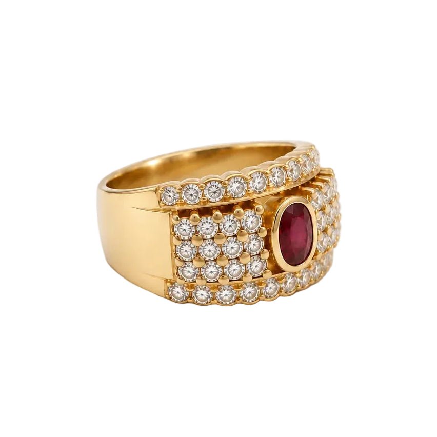 Bague Pavée en or jaune, rubis et diamants - Castafiore