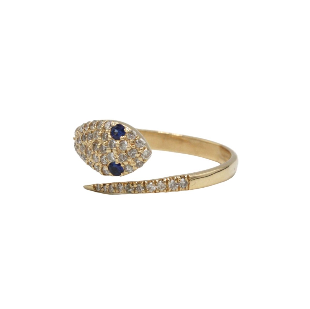 Bague Pavée en or jaune, saphir et diamants - Castafiore