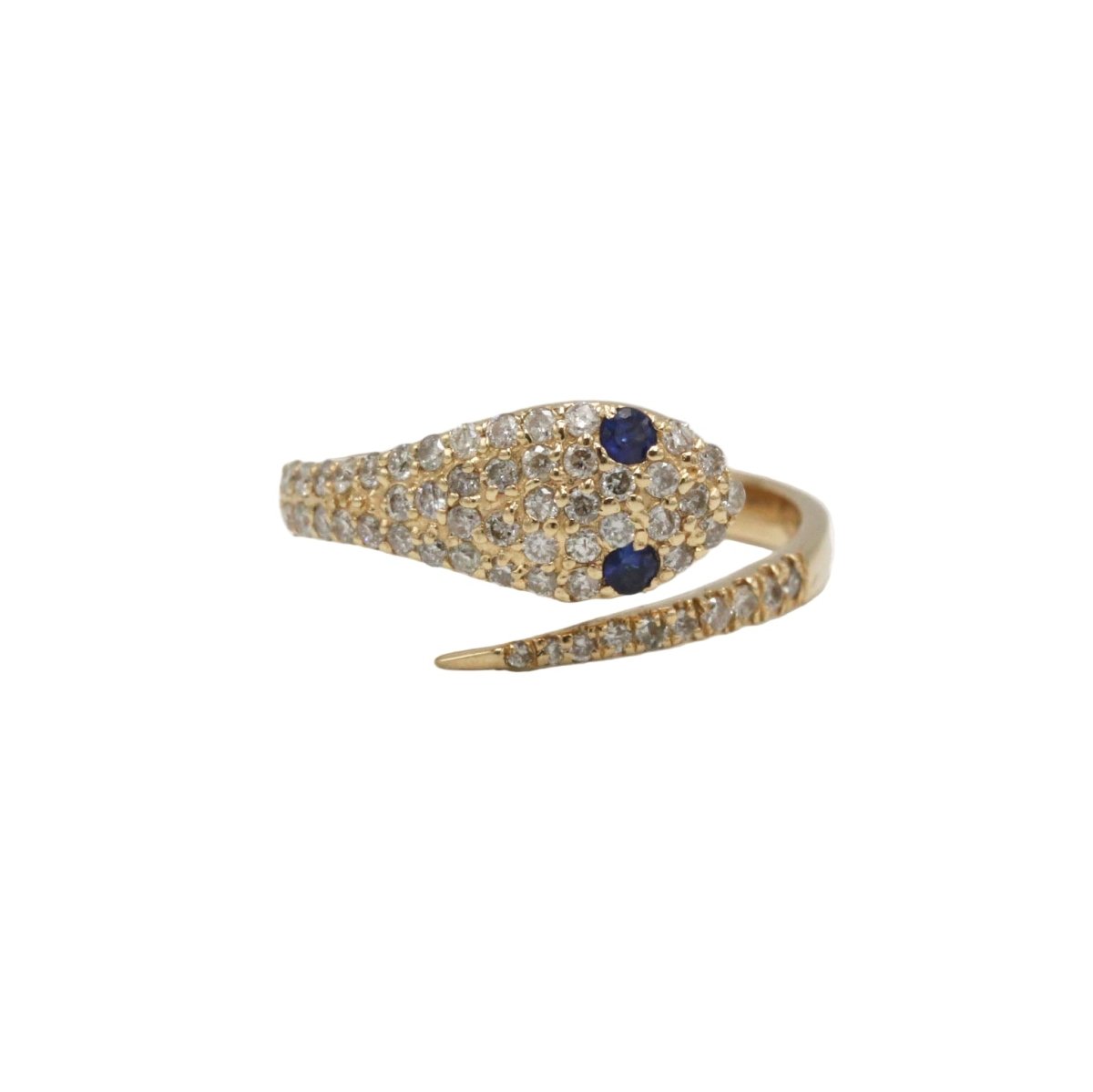 Bague Pavée en or jaune, saphir et diamants - Castafiore