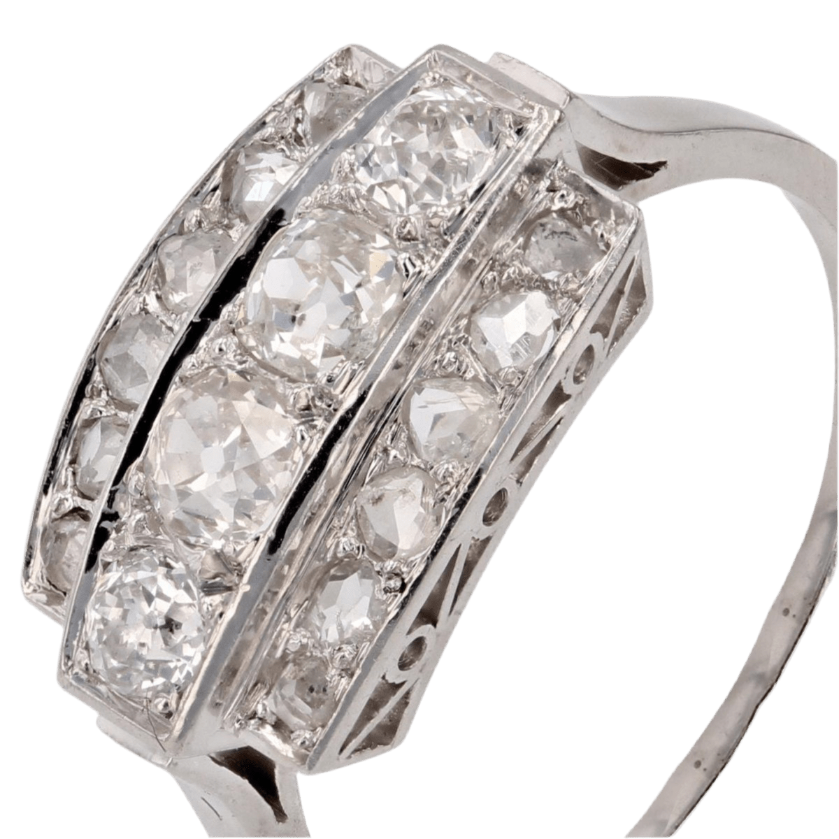 Bague Pavée en platine et diamants - Castafiore