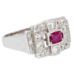 Bague Pavée en platine, rubis et diamants - Castafiore
