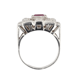 Bague Pavée en platine, rubis et diamants - Castafiore