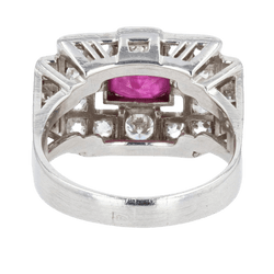 Bague Pavée en platine, rubis et diamants - Castafiore