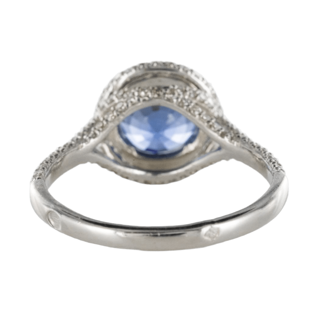 Bague Pavée en platine, saphir et diamants - Castafiore