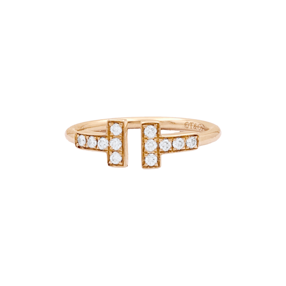 Bague Pavée TIFFANY & CO "Wire" en or rose et diamants - Castafiore