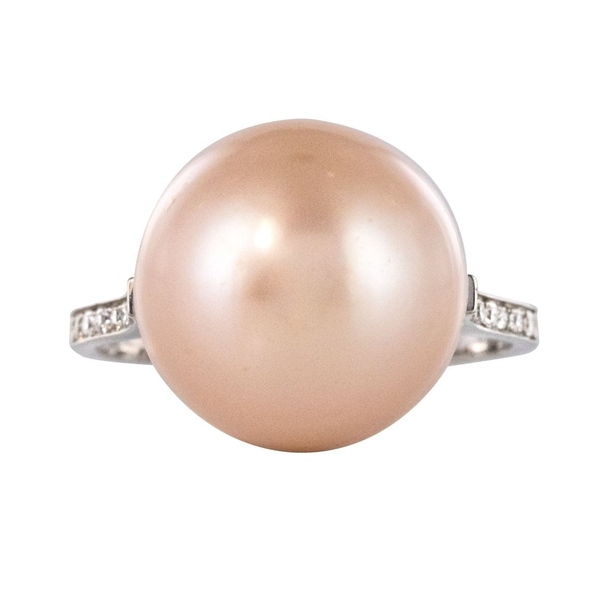 Bague perle de culture rose et diamants - Castafiore