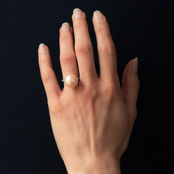 Bague perle de culture rose et diamants - Castafiore