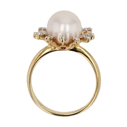 Bague perle de cutlure Akoya et diamants flocon - Castafiore