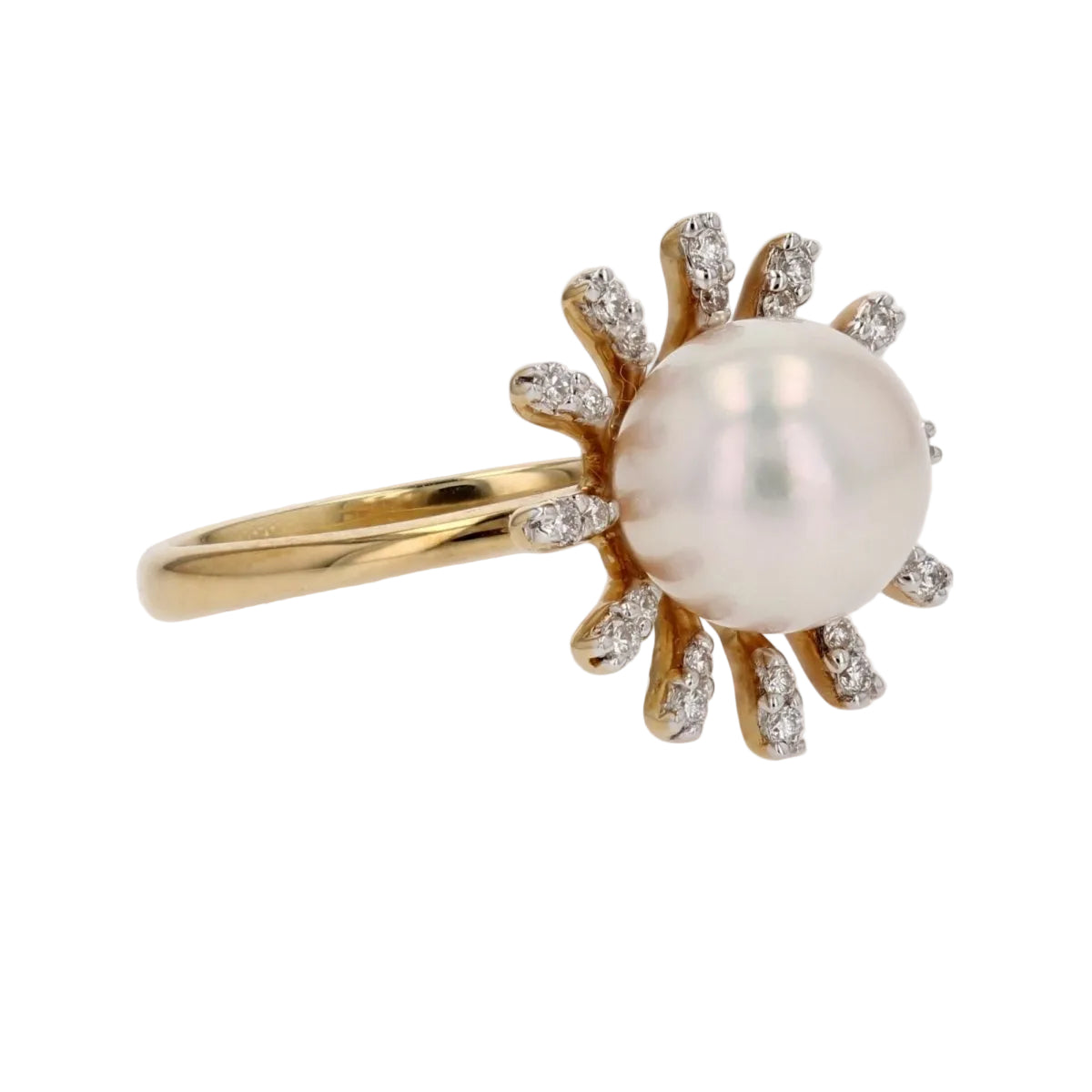 Bague perle de cutlure Akoya et diamants flocon - Castafiore