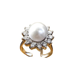 Bague perle et diamants en or - Castafiore