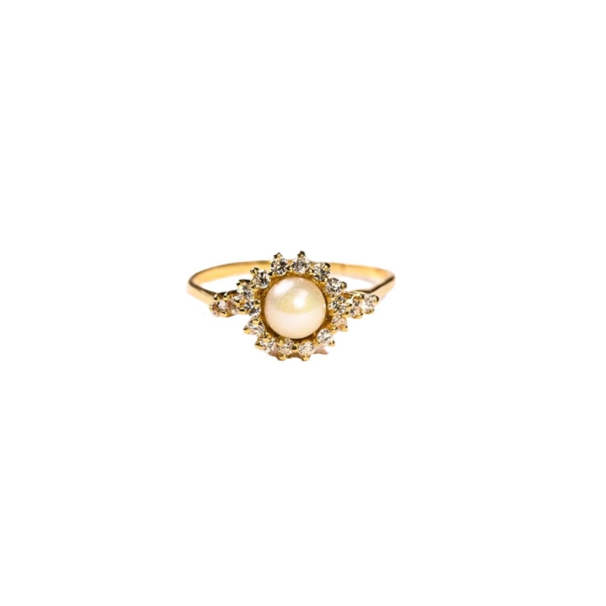 Bague perle et diamants en or jaune - Castafiore