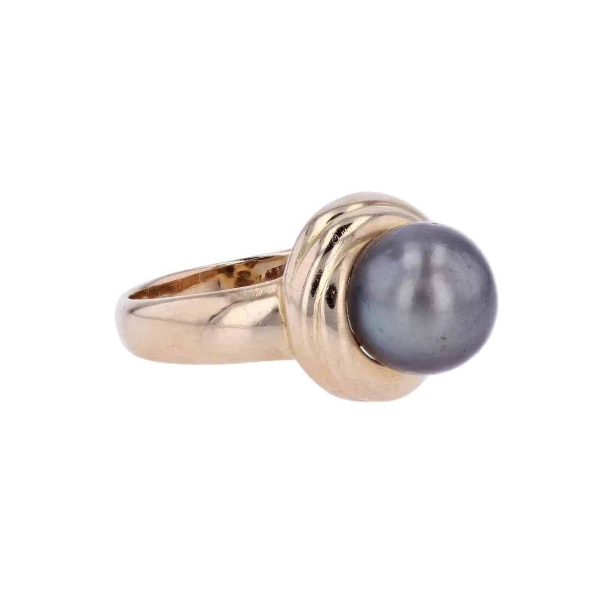 Bague perle grise et or jaune - Castafiore