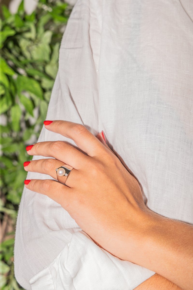 Bague Perle Or blanc Perle - Castafiore