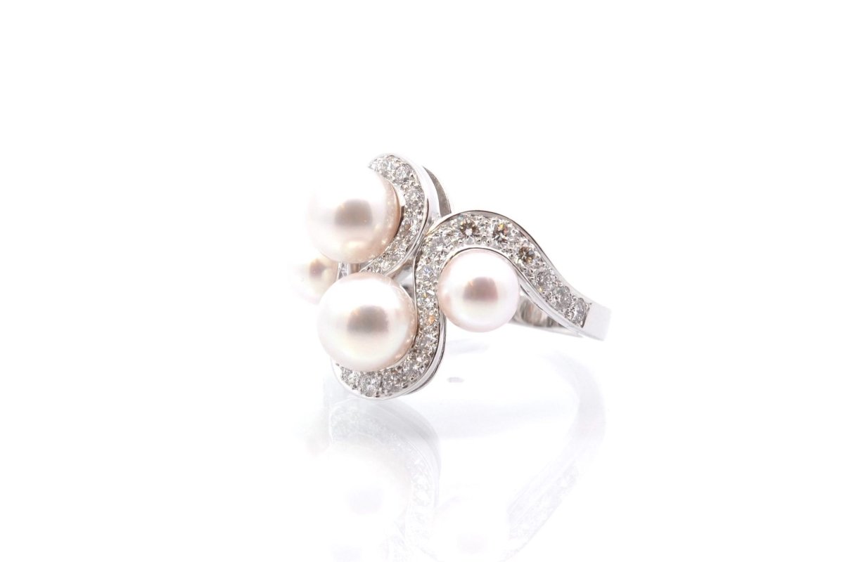 Bague perles et diamants en or 18k - Castafiore