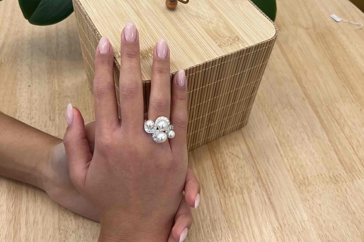 Bague perles et diamants en or 18k - Castafiore