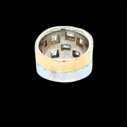 Bague Pharaon en or jaune et blanc avec diamant taille émeraude - Castafiore