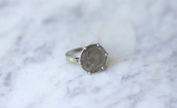Bague pièce Napoléon 20 cent Francs sur or blanc - Castafiore