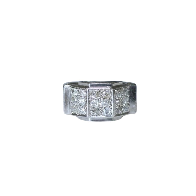 Bague Plans Art Deco Escalier Diamants sur Platine - Castafiore