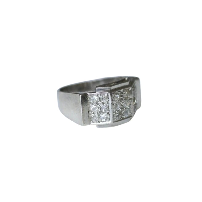 Bague Plans Art Deco Escalier Diamants sur Platine - Castafiore