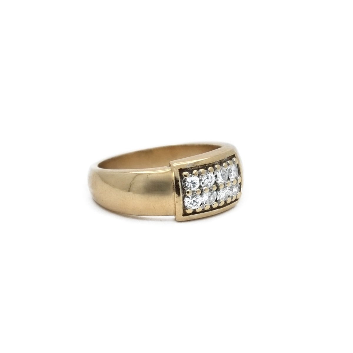 Bague plateau en or jaune et diamant - Castafiore