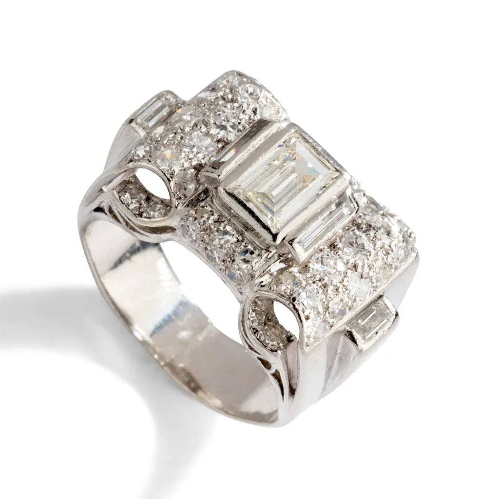 Bague platine et diamant Art Déco - Castafiore