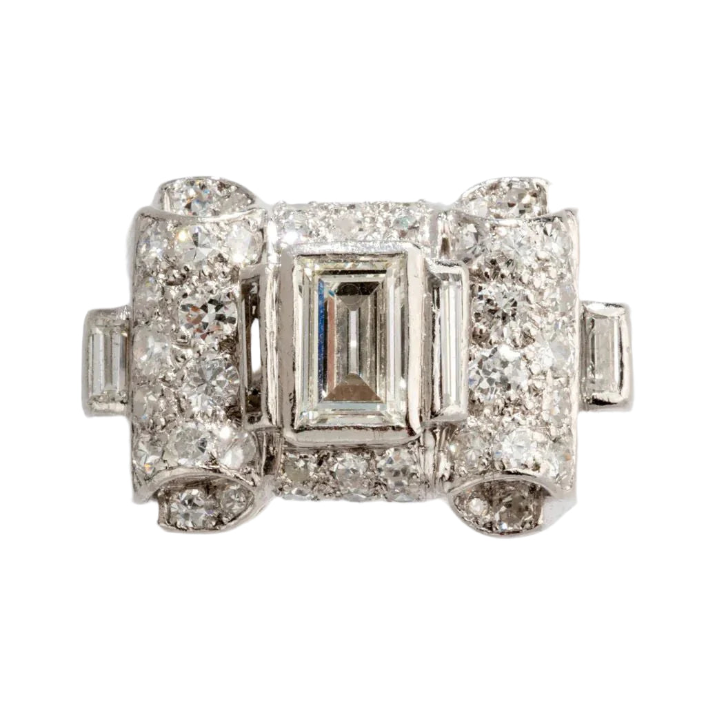 Bague platine et diamant Art Déco - Castafiore