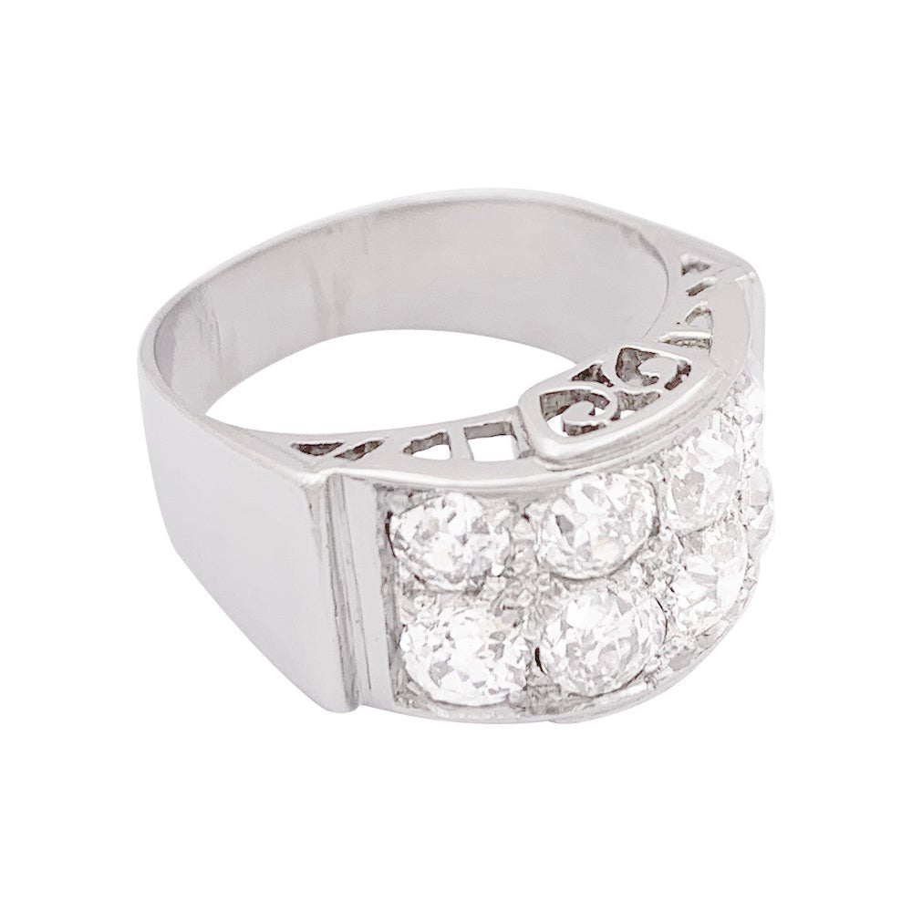 Bague platine, or blanc, diamants. - Castafiore