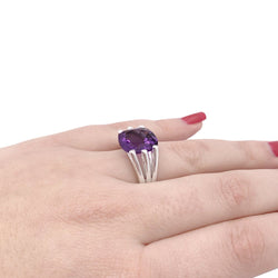 Bague Poiray "Fil" or blanc, améthyste. - Castafiore