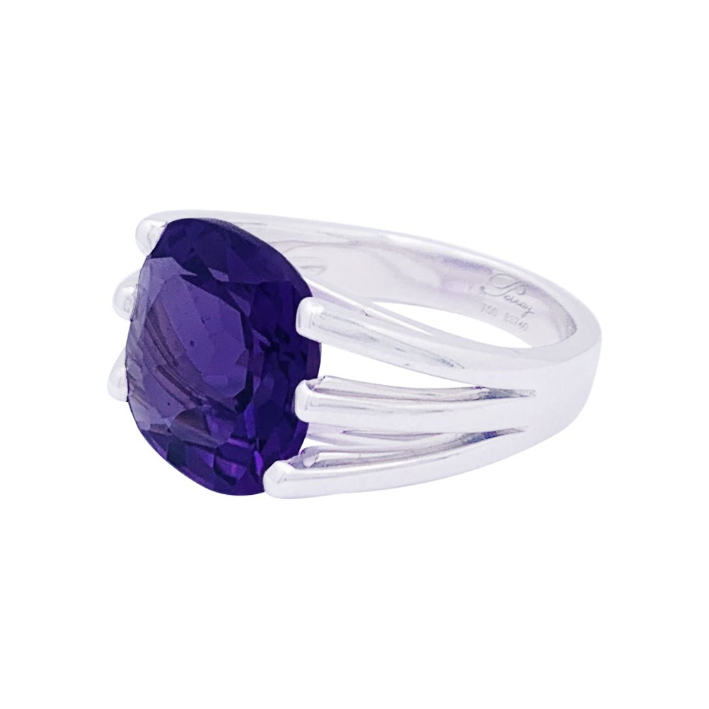 Bague Poiray "Fil" or blanc, améthyste. - Castafiore