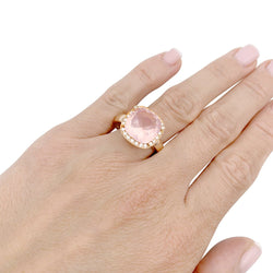 Bague POIRAY "Filles Antik" en or rose, quartz et diamants - Castafiore