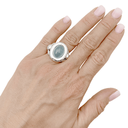 Bague POIRAY "Indra" en or blanc et aigue - marine - Castafiore