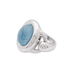 Bague POIRAY "Indra" en or blanc et aigue - marine - Castafiore