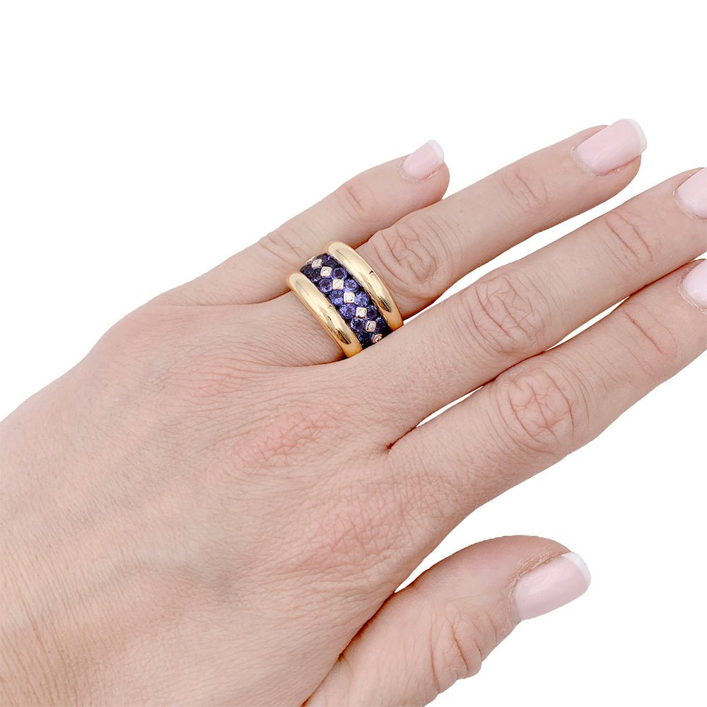 Bague Poiray or jaune, saphirs, diamants - Castafiore