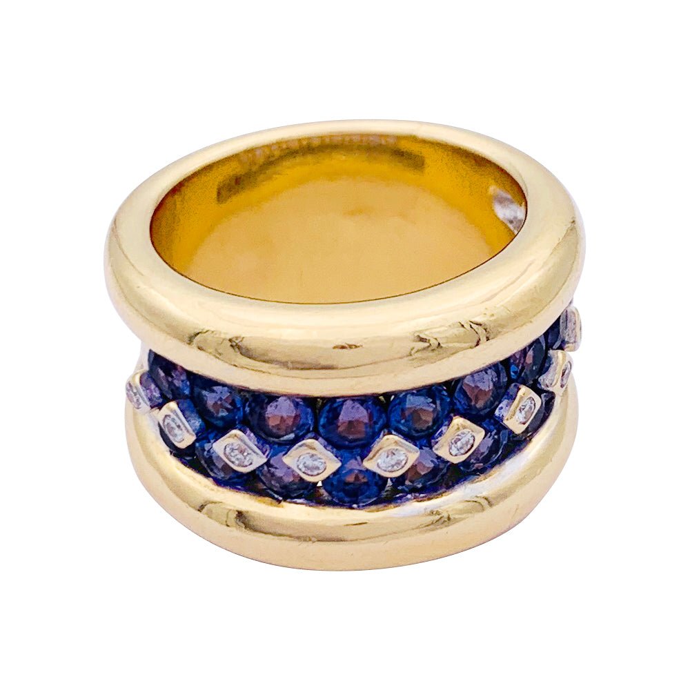Bague Poiray or jaune, saphirs, diamants - Castafiore