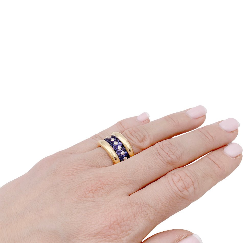 Bague Poiray or jaune, saphirs, diamants - Castafiore