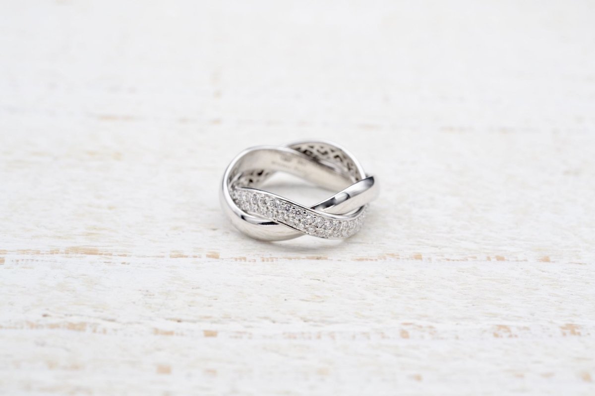 Bague Poiray "Tresse" diamants en or blanc 18k - Castafiore