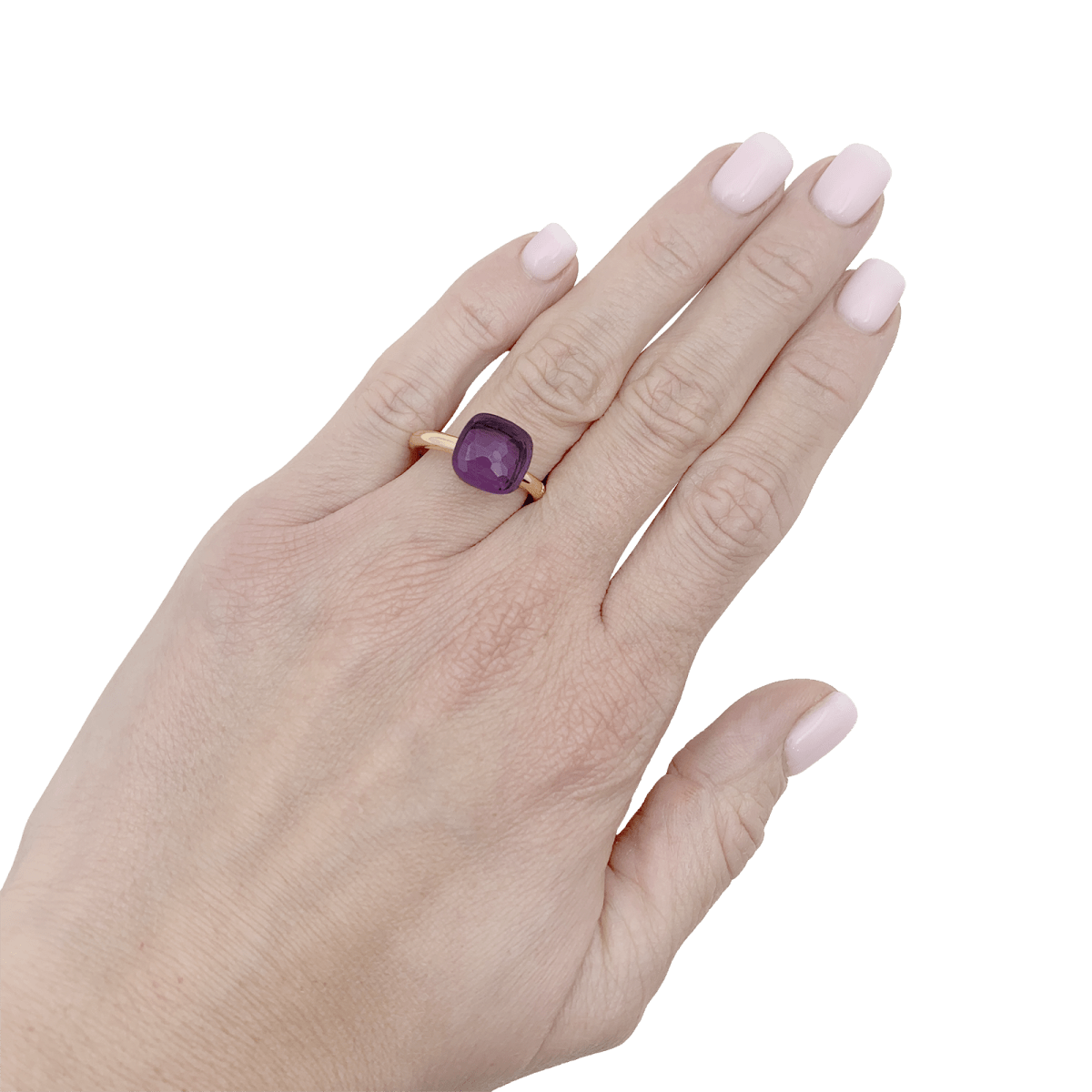 Bague POMELATTO, "Nudo Classic" en or rose et améthyste - Castafiore