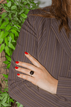 Bague POMELLATO "Capri" en or blanc, jais et diamants - Castafiore