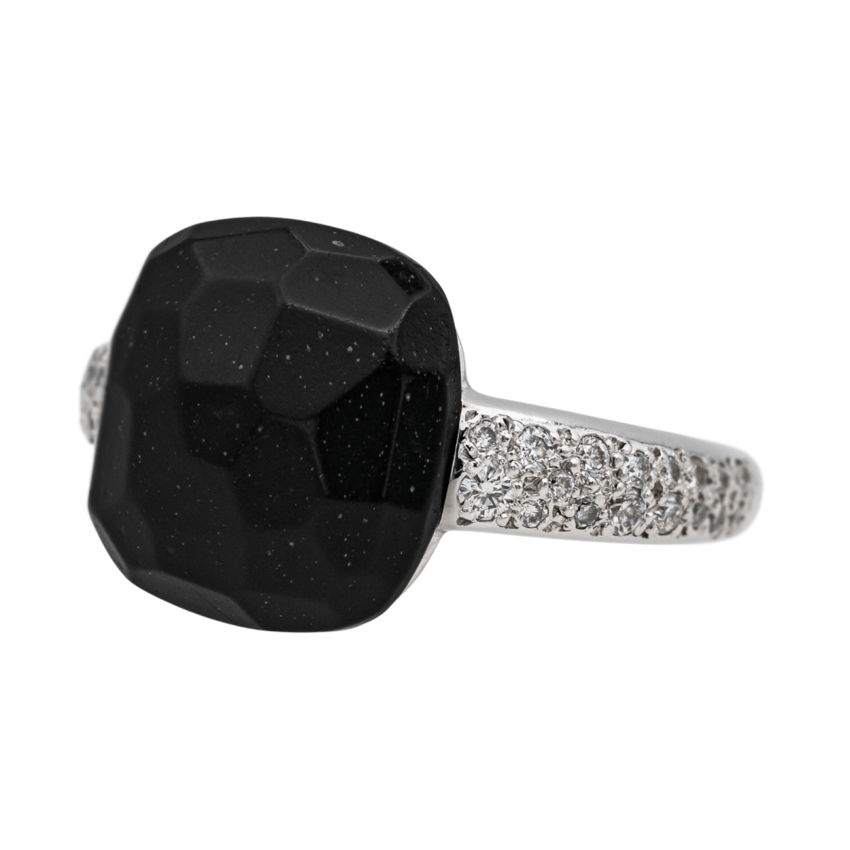 Bague POMELLATO "Capri" en or blanc, jais et diamants - Castafiore