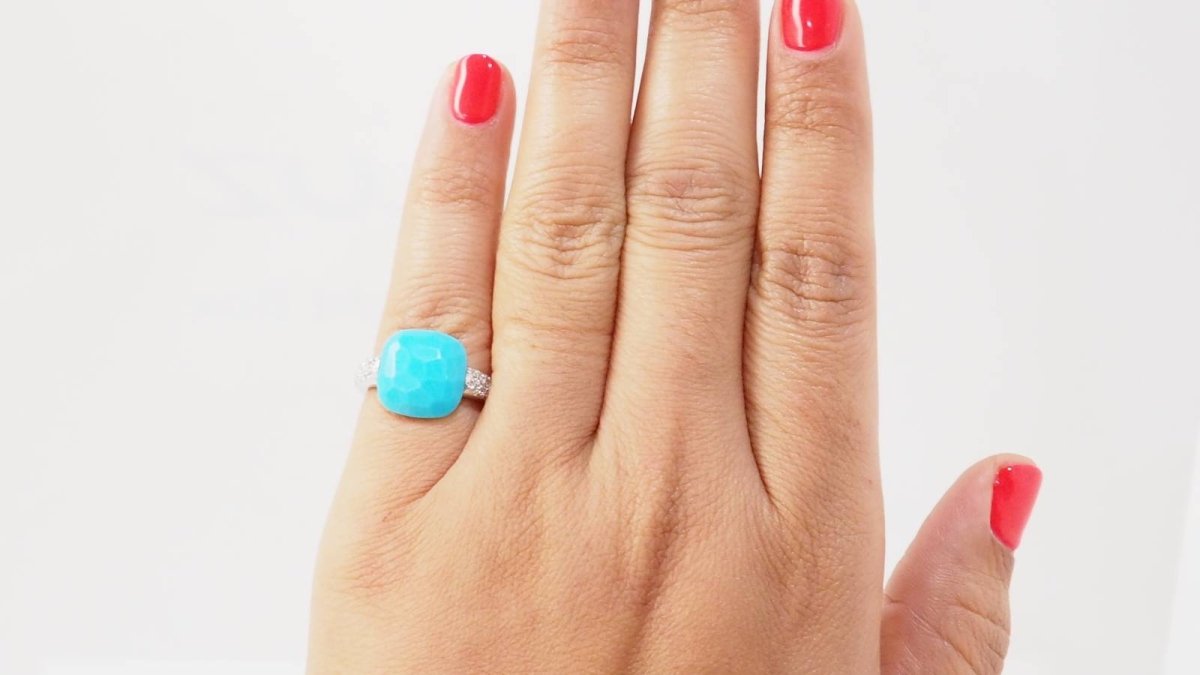 Bague Pomellato Capri en or blanc, Turquoise et diamants - Castafiore