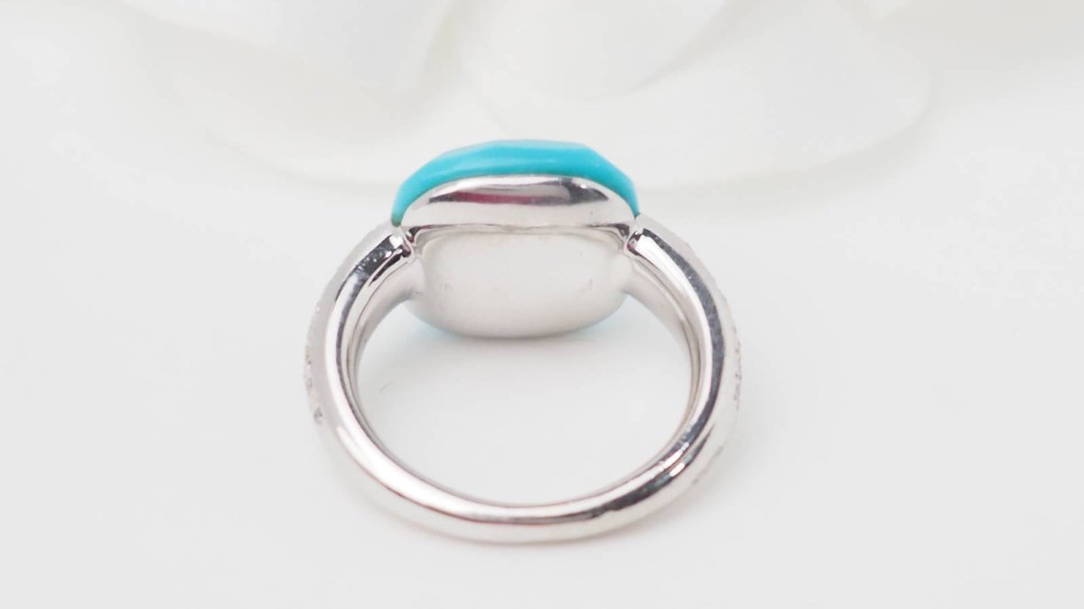 Bague Pomellato Capri en or blanc, Turquoise et diamants - Castafiore