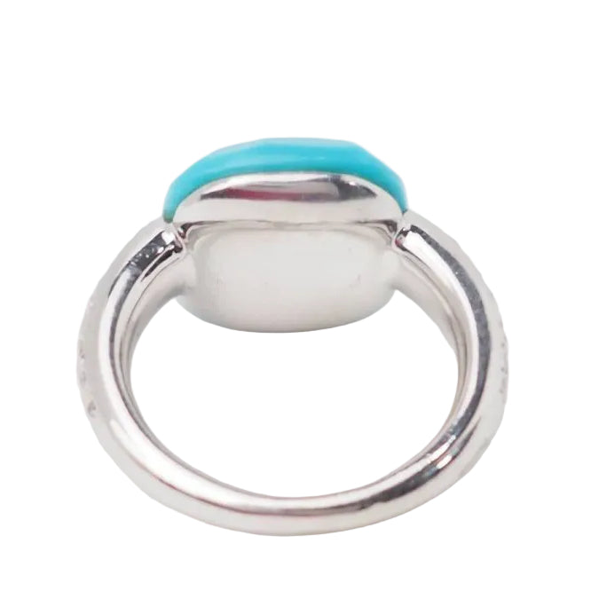 Bague Pomellato Capri en or blanc, Turquoise et diamants - Castafiore