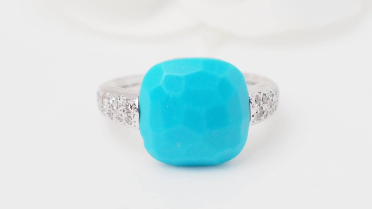 Bague Pomellato Capri en or blanc, Turquoise et diamants - Castafiore