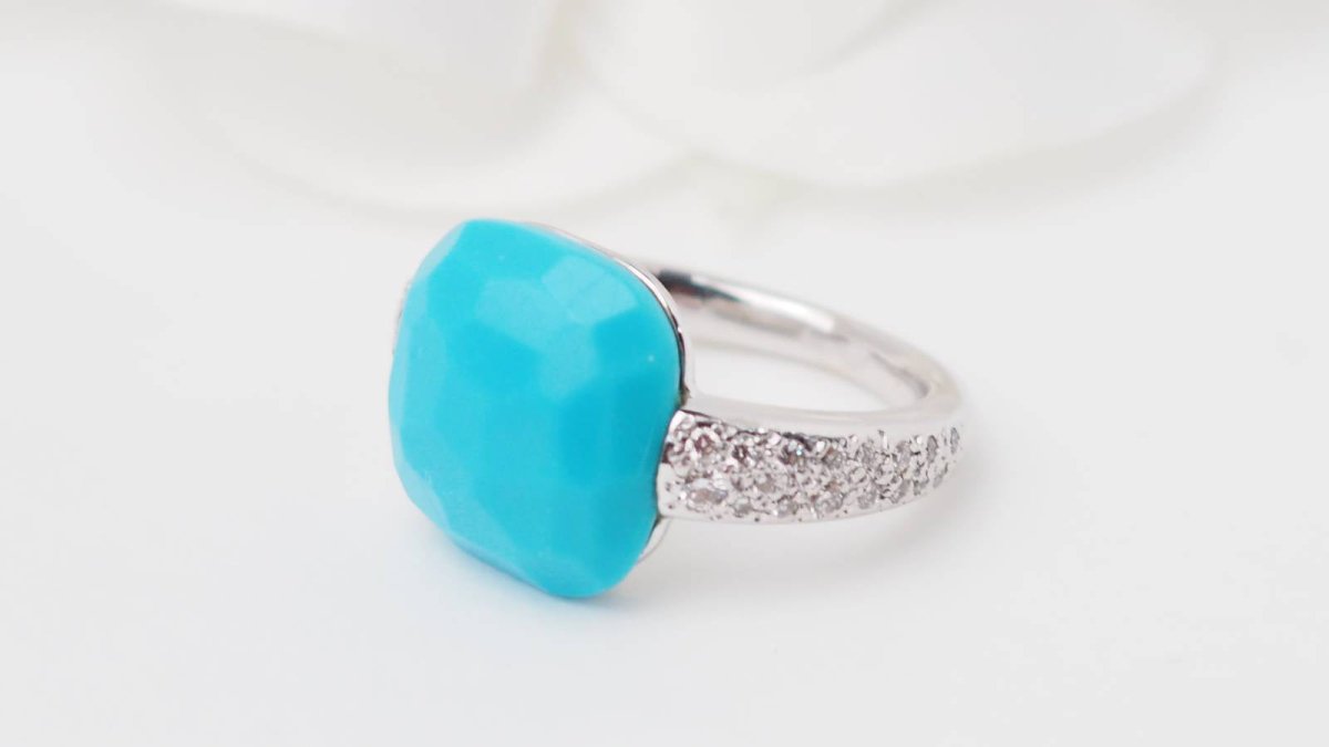 Bague Pomellato Capri en or blanc, Turquoise et diamants - Castafiore