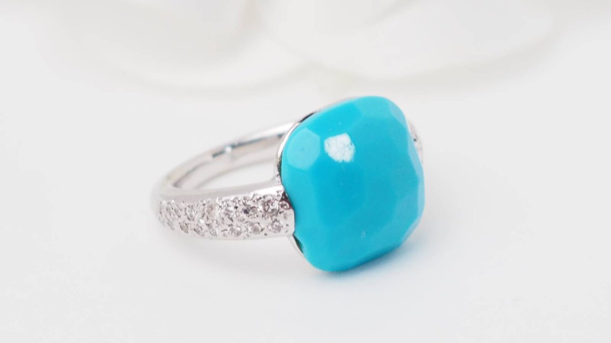 Bague Pomellato Capri en or blanc, Turquoise et diamants - Castafiore