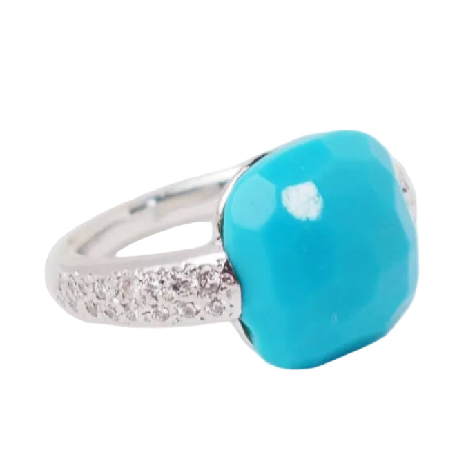 Bague Pomellato Capri en or blanc, Turquoise et diamants - Castafiore