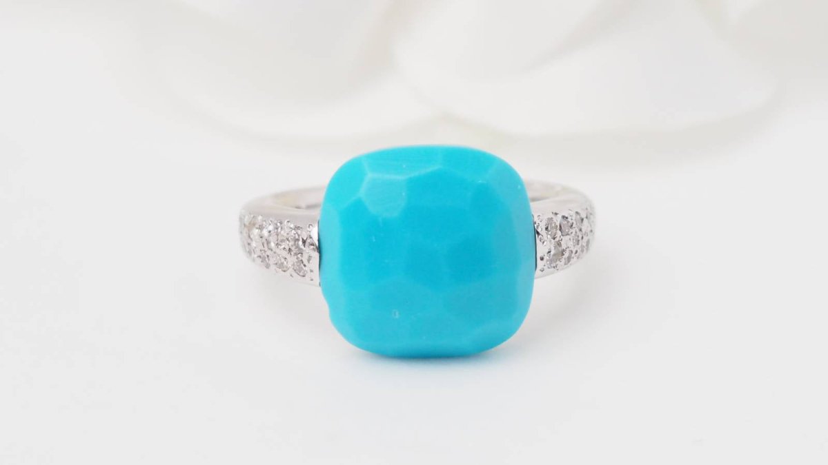Bague Pomellato Capri en or blanc, Turquoise et diamants - Castafiore